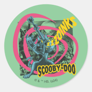 Sticker Rond Scooby-Doo Zoinks Punk Guitare Graphisme