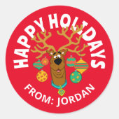 Sticker Rond Scooby le renne | Joyeux Noël (Devant)
