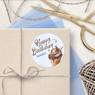 Sticker Rond Scoop Glace Cream Boys Anniversaire