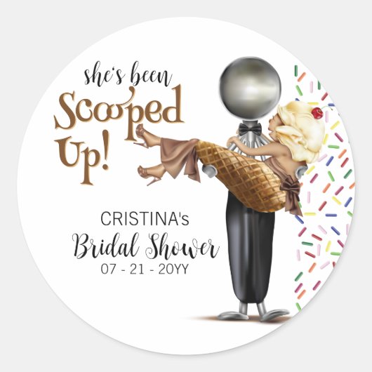 Sticker Rond Scooped Up Vanilla Ice cream Bridal Shower (Devant)