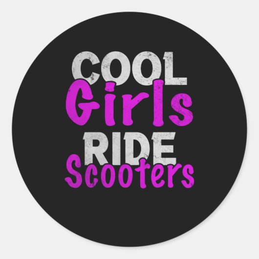 Sticker Rond Scooter cool Girls Ride Scooters (Devant)