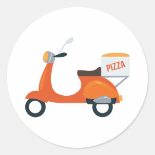 Sticker Rond Scooter Pizza