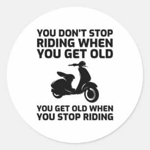 Sticker Rond Scooter Rider Scootering Motorbike Moped Bike