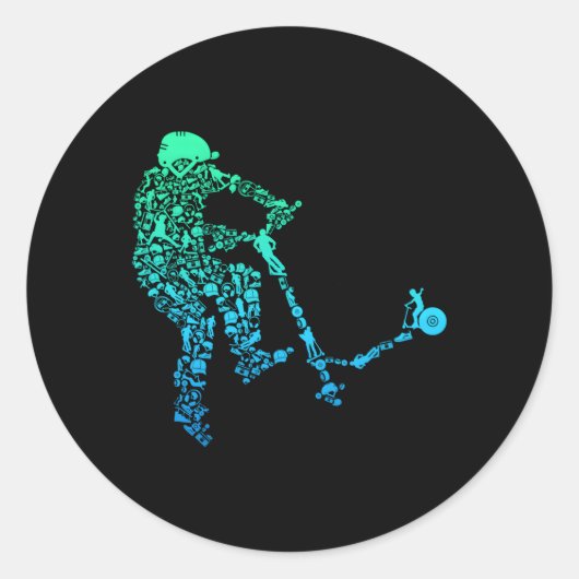 Sticker Rond Scooter Stunt Style Scooter pour les jeunes (Devant)