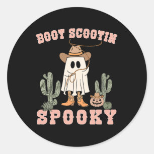 Sticker Rond Scootin Boot Éffrayant Cowboy Fantôme Hommes Toddl