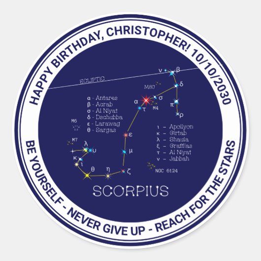 Sticker Rond Scorpie Constellation Zodiaque (Devant)