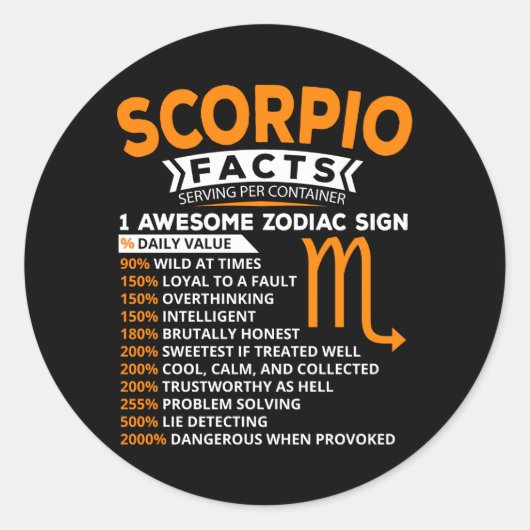 Sticker Rond Scorpio Astrologie SIGNE Zodiaque (Devant)