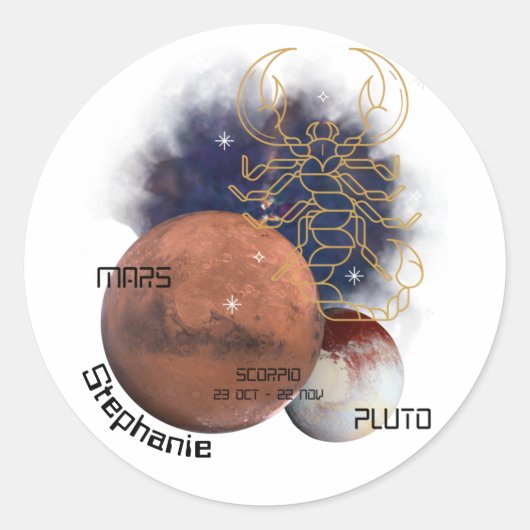 Sticker Rond Scorpio Monogramme Zodiac Planètes cosmiques Cool  (Devant)