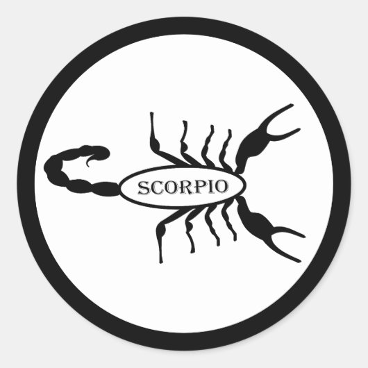 Sticker Rond Scorpio noir Scorpion étoile (Devant)