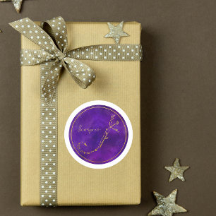 Sticker Rond Scorpio signe Zodiaque Gold Foil Constellation