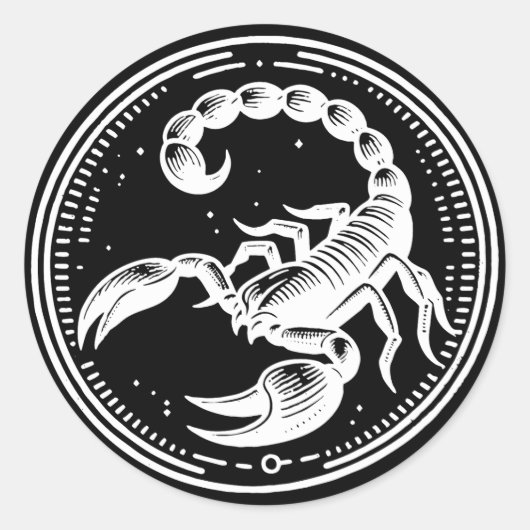 Sticker Rond Scorpion blanc Astrologie SIGNE Zodiaque Scorpion (Devant)