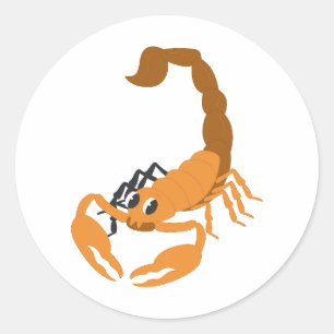 Sticker Rond Scorpion de dessin animé orange mignon Enfant Vect