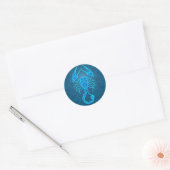 Sticker Rond Scorpion tribal bleu complexe (Enveloppe)