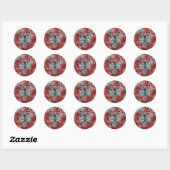 Sticker Rond Scorpion turquoise et rouge (Feuille)