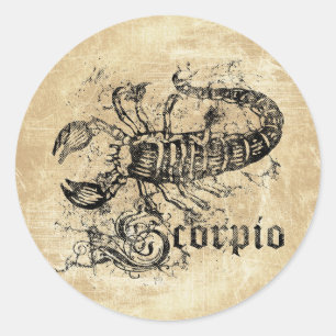 Sticker Rond Scorpion Zodiac vintage