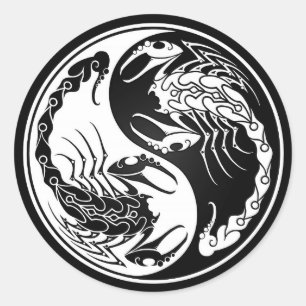 Sticker Rond Scorpions blancs et noirs de Yin Yang