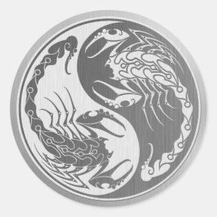 Sticker Rond Scorpions de Yin Yang avec l'effet d'acier
