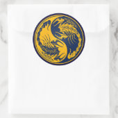 Sticker Rond Scorpions jaune et bleu Yin Yang (Sac)