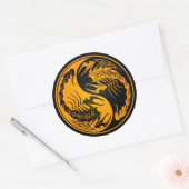 Sticker Rond Scorpions jaune et noir Yin Yang (Enveloppe)