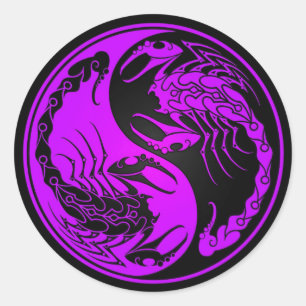 Sticker Rond Scorpions pourpres et noirs de Yin Yang