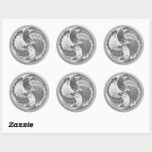 Sticker Rond Scorpions Yin Yang avec effet acier inoxydable (Feuille)