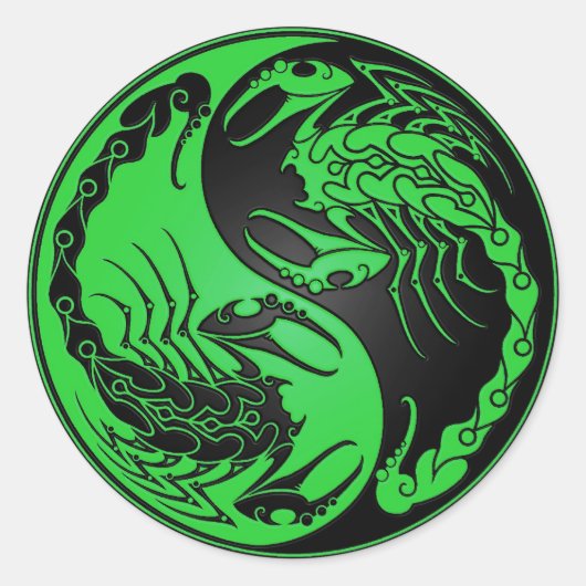 Sticker Rond Scorpions Yin Yang vert et noir (Devant)