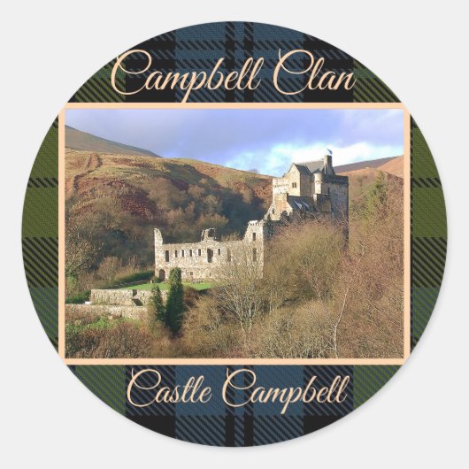 Sticker Rond Scots Campbell Clan & Castle (Devant)