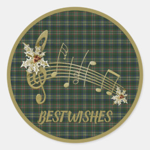 Sticker Rond Scott Green Modern Original Tartan écossais