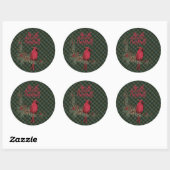 Sticker Rond Scott Green Modern Scottish Tartan Christmas (Feuille)