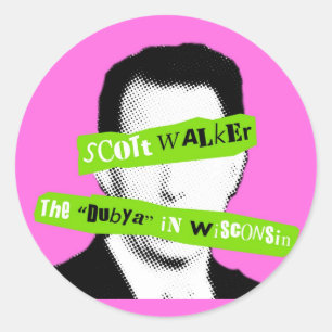 Sticker Rond Scott Walker Le "Dubya" dans le Wisconsin