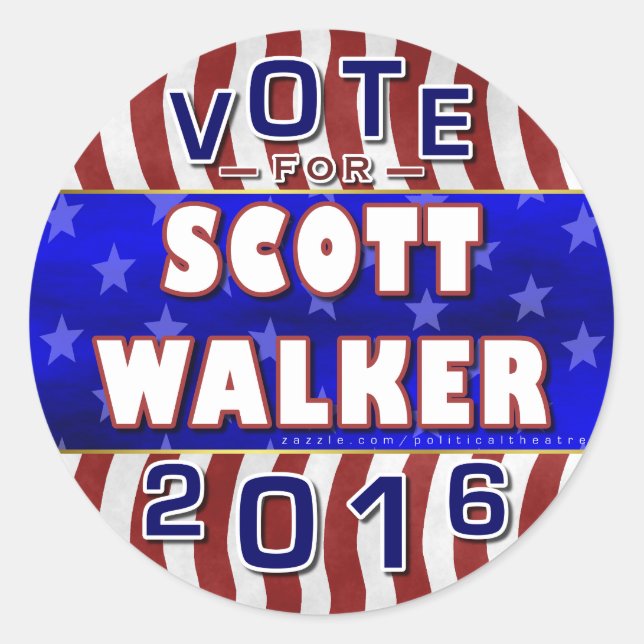 Sticker Rond Scott Walker Président Républicain aux élections d (Devant)