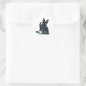 Sticker Rond Scottie à pied (Sac)