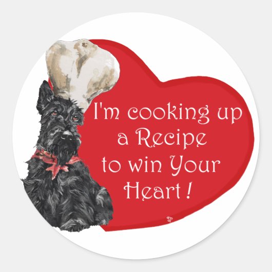 Sticker Rond Scottie Chef Saint-Valentin (Devant)