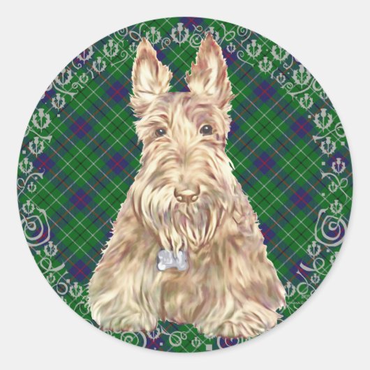 Sticker Rond Scottie Duncan Tartan (Devant)