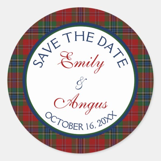 Sticker Rond Scottish McLean MacLean Tartan Mariage Enregistrer (Devant)