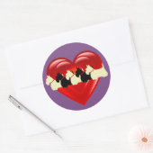 Sticker Rond Scottish Terrier noir/blanc double coeur/col (Enveloppe)