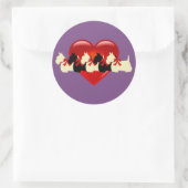 Sticker Rond Scottish Terrier noir/blanc silhouette coeur/arc (Sac)
