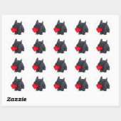 Sticker Rond Scottish Terrier Valentine (Feuille)