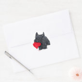 Sticker Rond Scottish Terrier Valentine (Enveloppe)