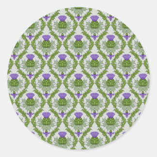Sticker Rond Scottish Thistle Damask