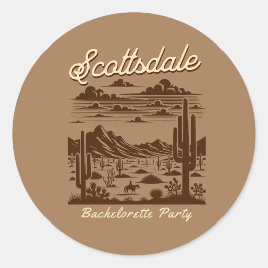 Sticker Rond scottsdale bachelorette party brown (Devant)