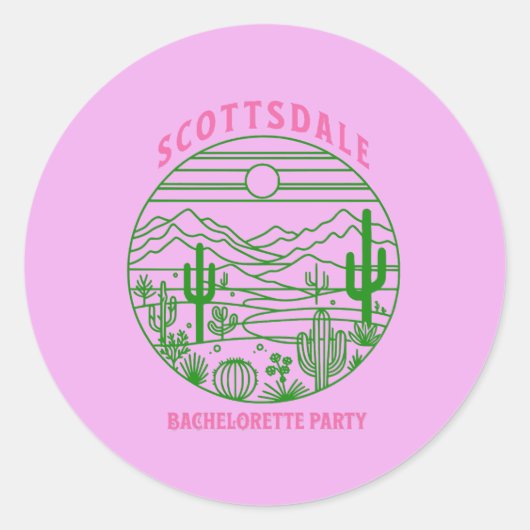 Sticker Rond scottsdale bachelorette pink cactus (Devant)