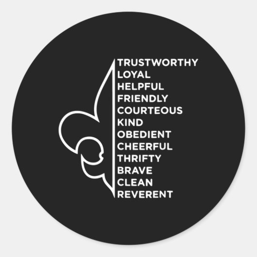 Sticker Rond Scout Law Scouter la nouveauté Fiable Loyal Helpf (Devant)