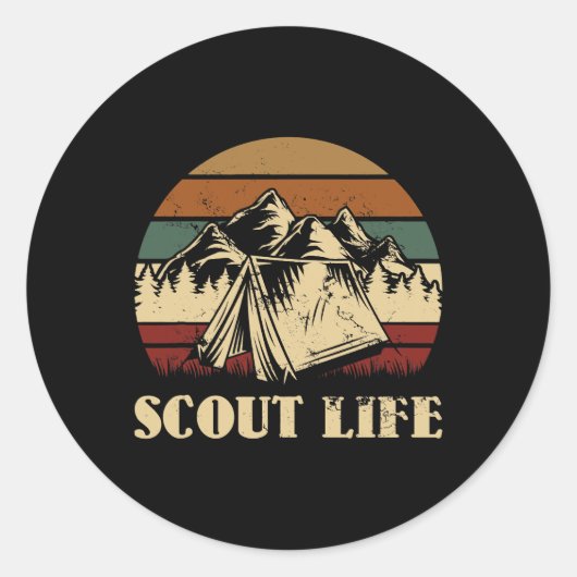 Sticker Rond Scout Life Camping Tent (Devant)