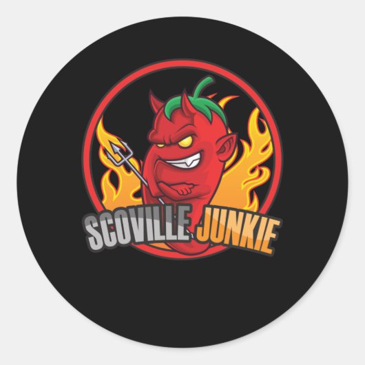 Sticker Rond Scoville Junkie Chili Aliments mexicain épicé (Devant)