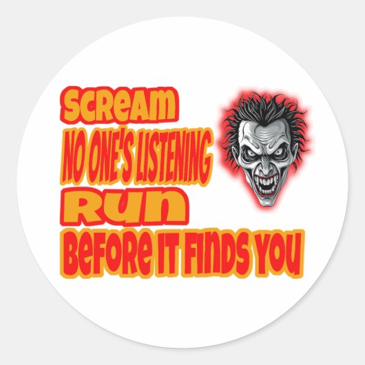 Sticker Rond Scream & Run  (Devant)