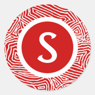 Sticker Rond Scribble initial