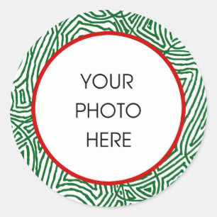 Sticker Rond Scribbleprints de Noël Bordure - Vert/Rouge