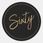 Sticker Rond Script 60e Anniversaire Noir (Devant)