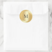 Sticker Rond Script à la main Monogrammé Modèle d'or Faux (Sac)